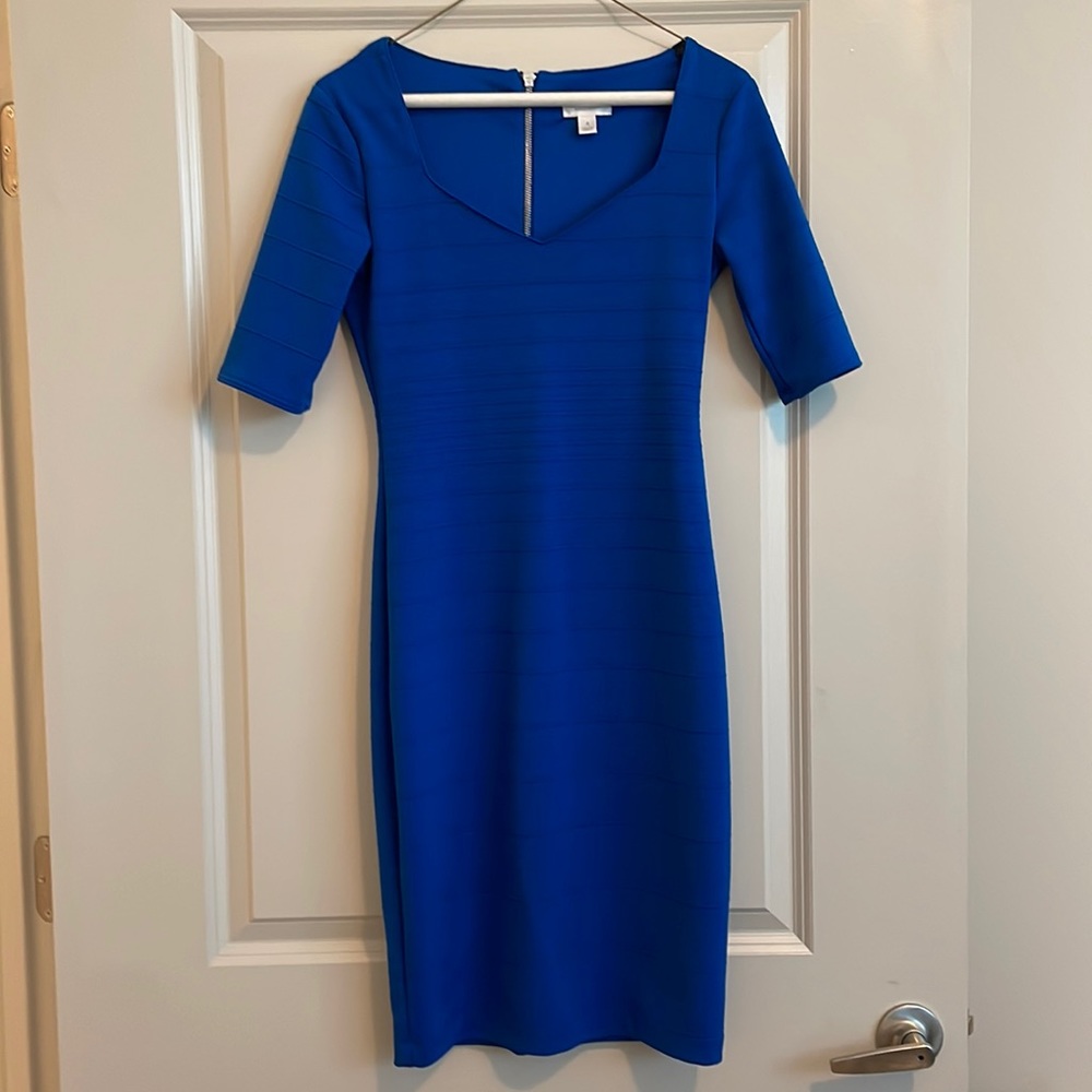 Royal blue midi fitted dress